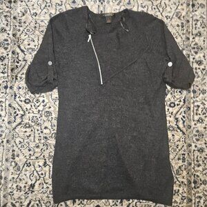 A. Giannetti 100% Merino Wool Tunic Sweater Charcoal Womens L Quiet Luxury